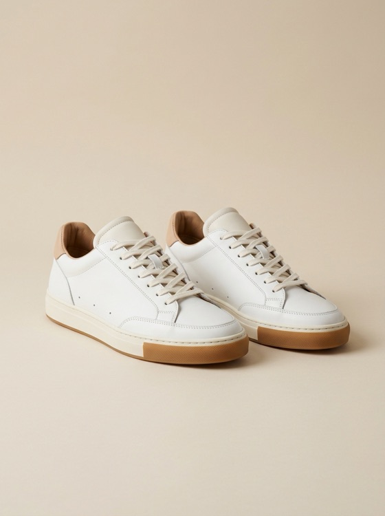 White leather low-top sneakers